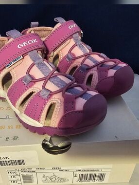 Geox Girls Purple and Pink Closed-Toe Sport Sandals Size 10.5 Toddler